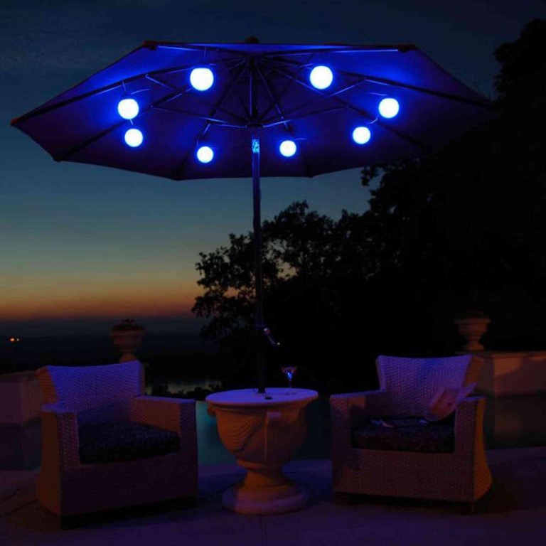 Outdoor Patio Umbrella Lights Blue