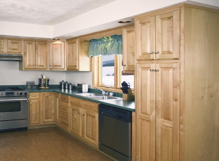 Sleek Unfinished Kitchen Cabinet with NAtural Texture Doors