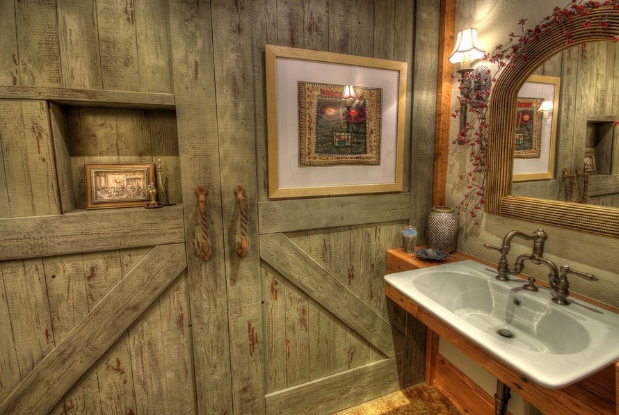 Wooden Futuristic Bathroom Wall Decorating Ideas