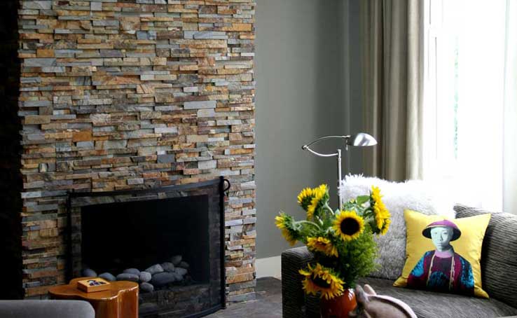 Refacing a Brick Fireplace with Stone Veneer