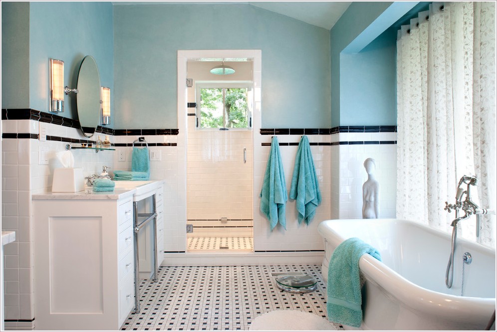 Black and White Subway Tile Bathroom