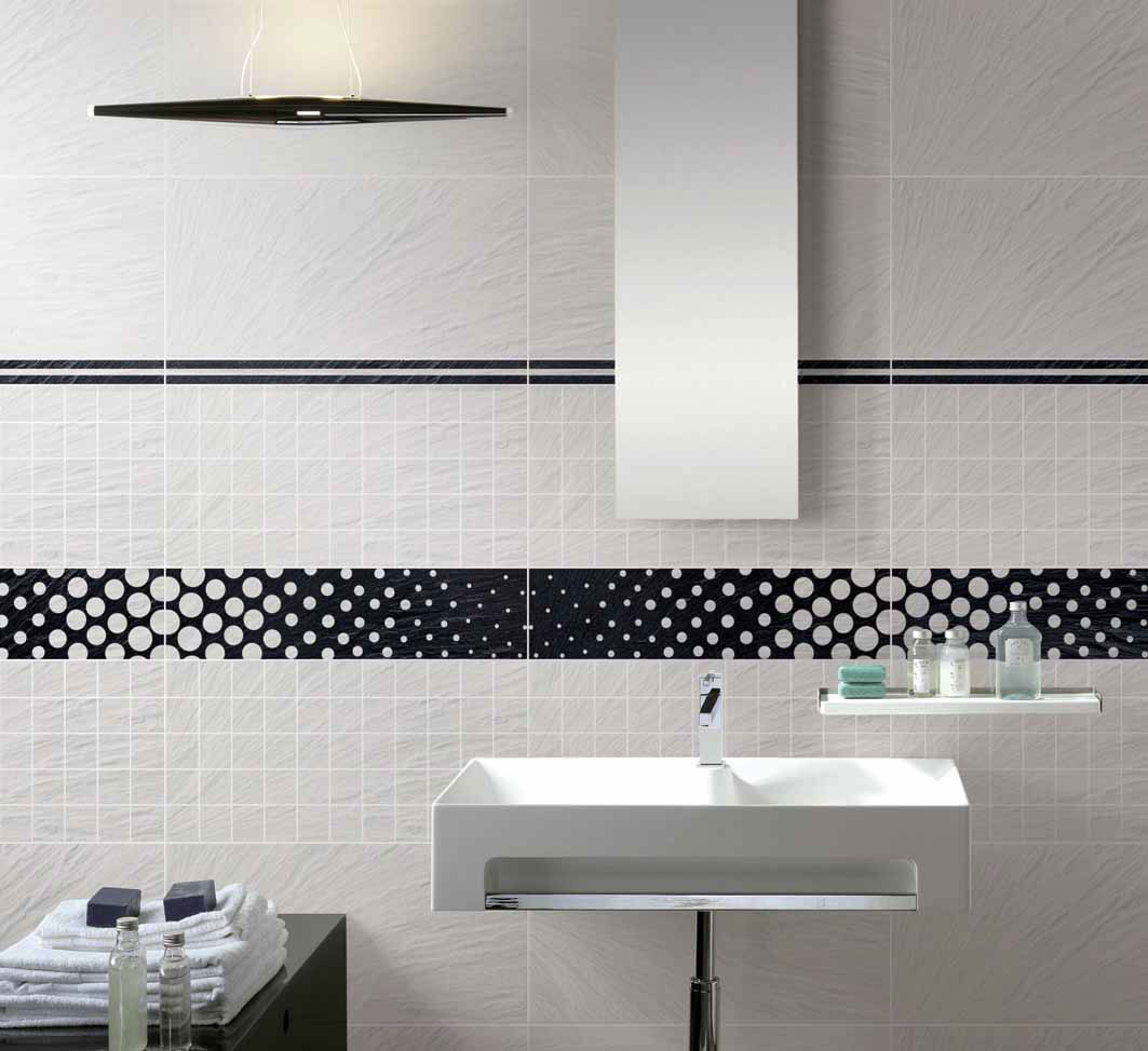 Simple Black and White Bathroom Tile for Backsplash Usage